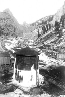 Stringtown Water Tower with Ice, c1892 - Creede Historical Society #464-CRS-3c2